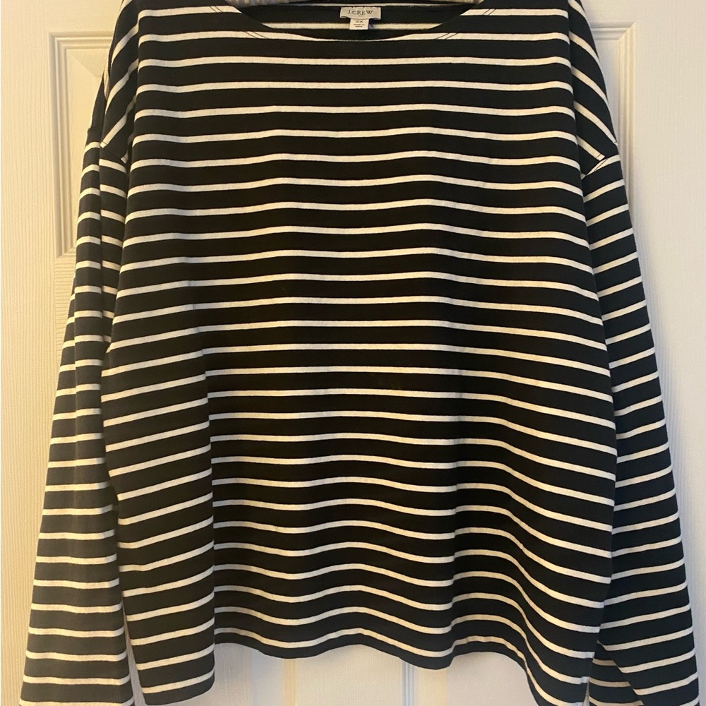 J.Crew Black and White Striped Top
